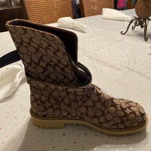 Coach boots, light and dark brown boots